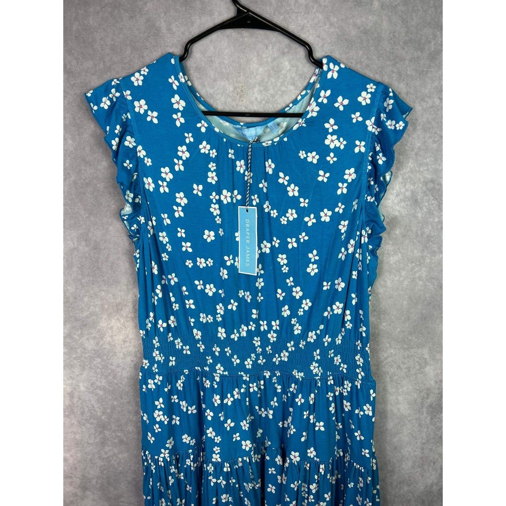 Draper James Faith Flutter‎ Sleeve Dress Blue Aster Floral Tiered XL - Picture 4 of 10